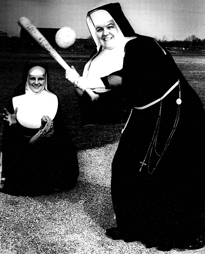 nuns playing baseball