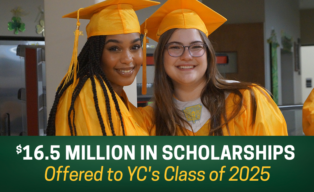 York Catholic students in caps and gowns at graduation