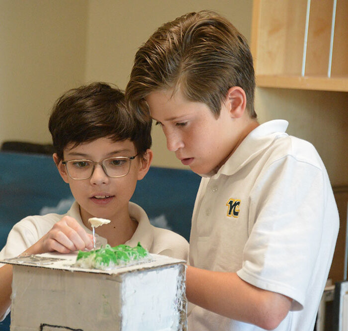 two you YC students working together in classroom